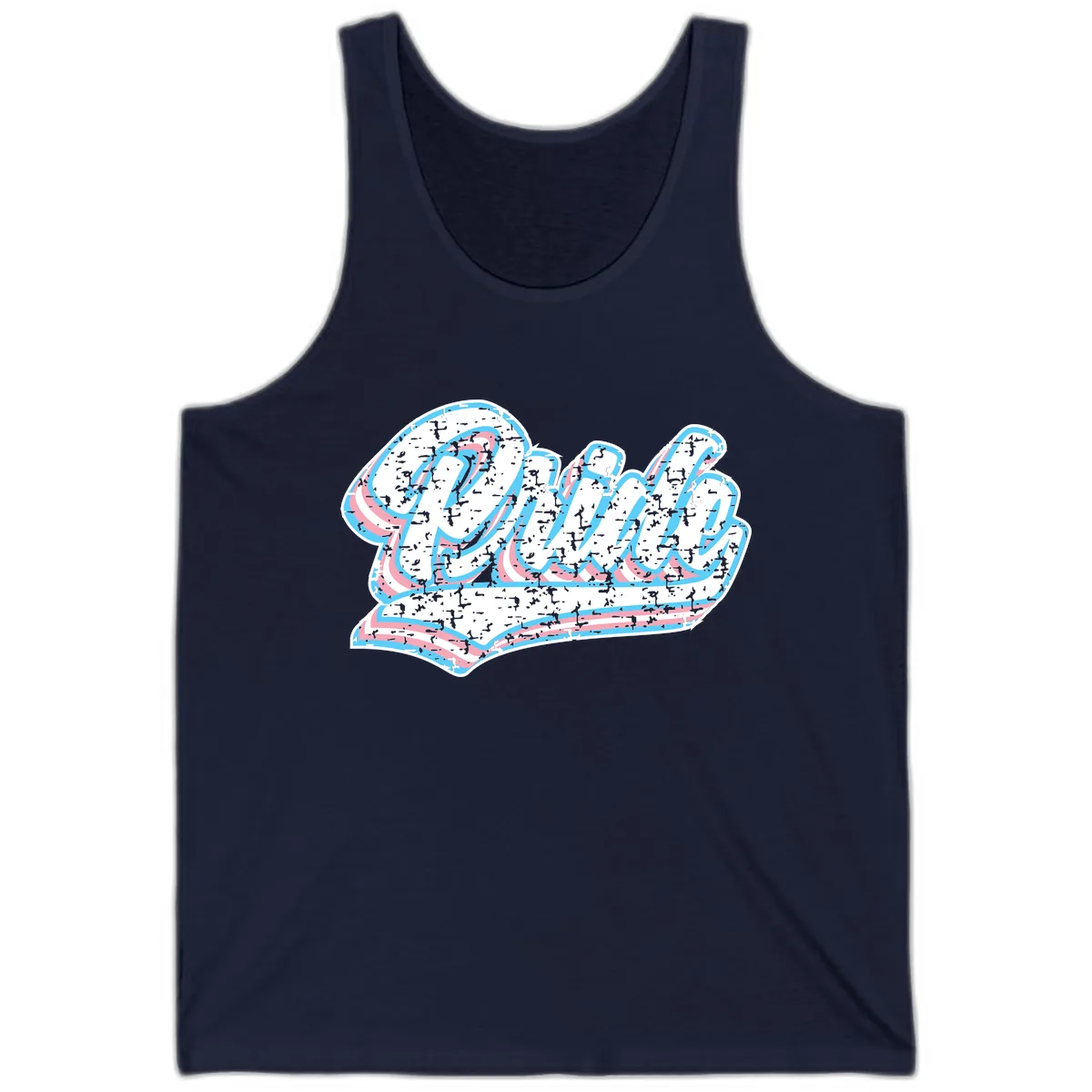 Wavy Textured Typography Design Tank in Navy