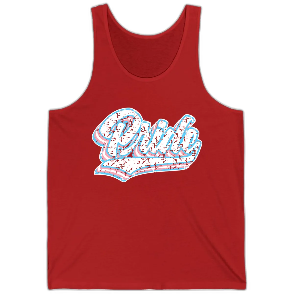 Wavy Textured Typography Design Tank in Red