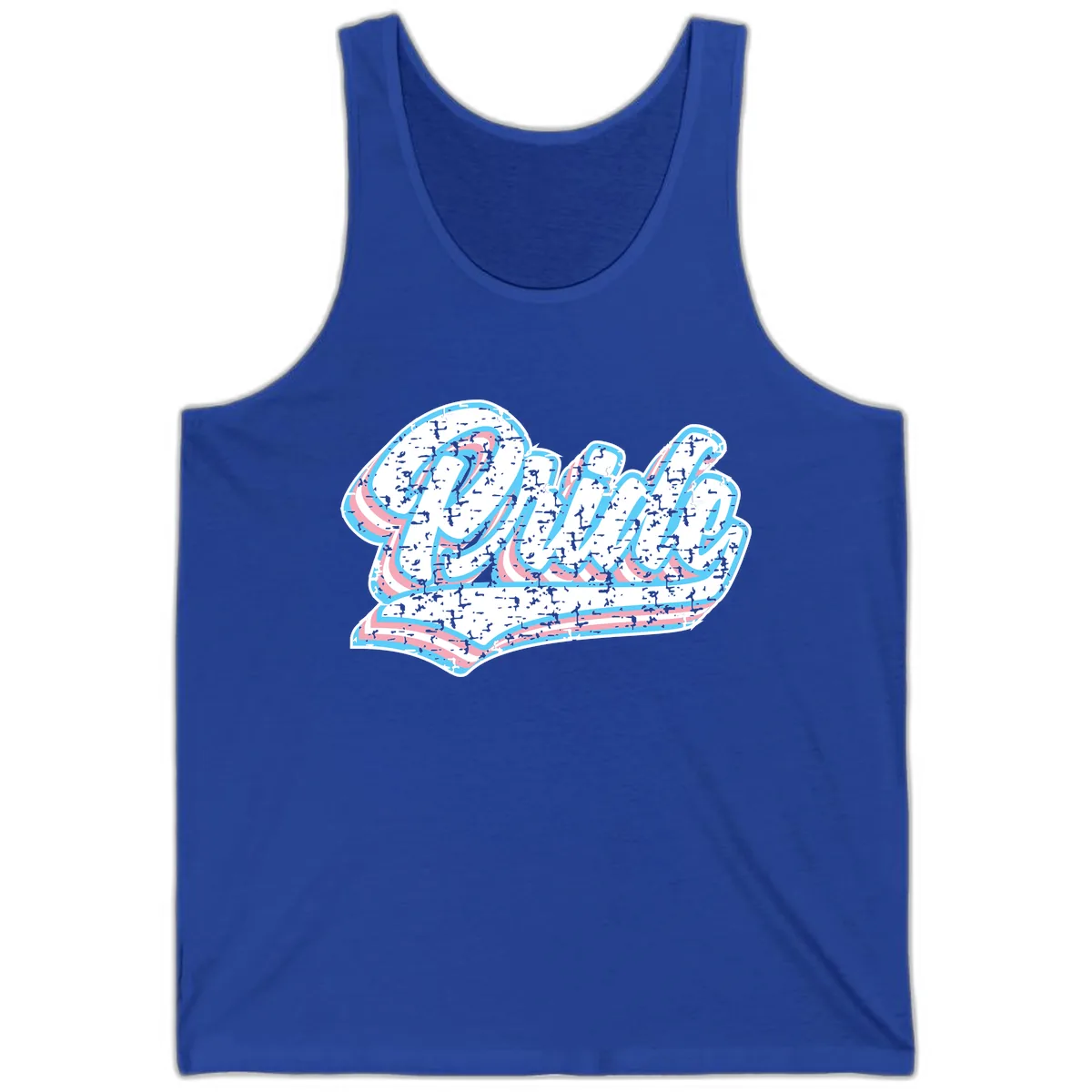 Wavy Textured Typography Design Tank in True Royal