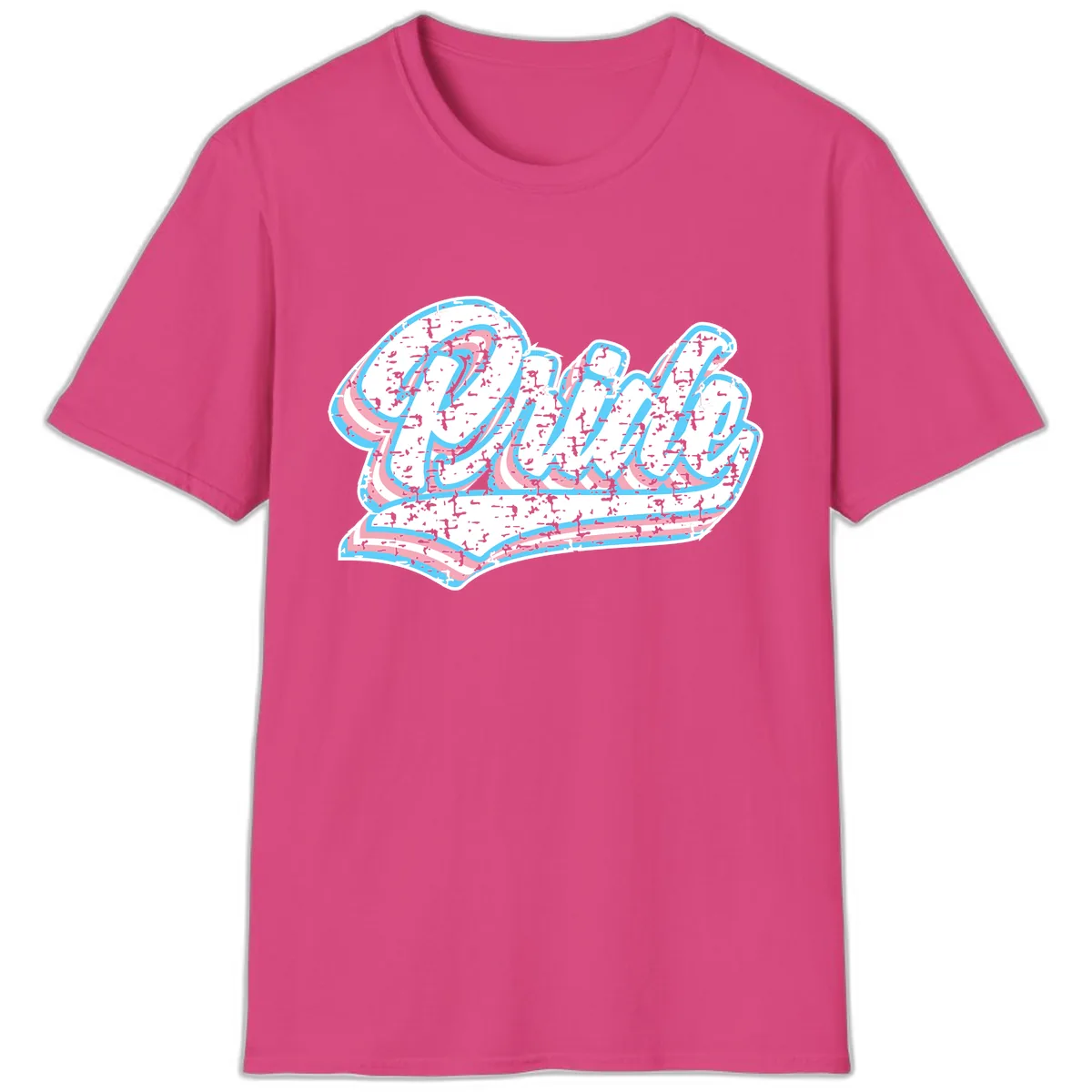 Wavy Textured Typography Design T-Shirt in Heliconia