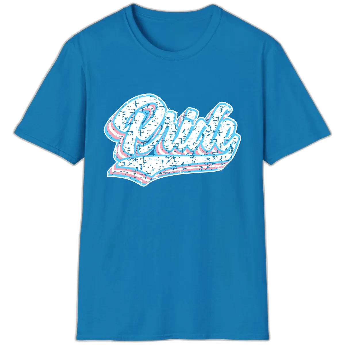 Wavy Textured Typography Design T-Shirt in Sapphire