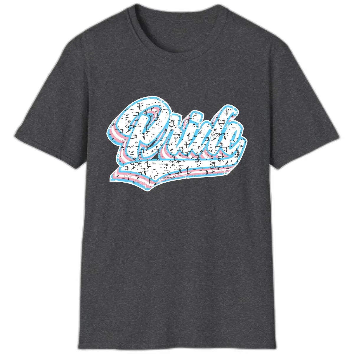 Wavy Textured Typography Design T-Shirt in Dark Heather