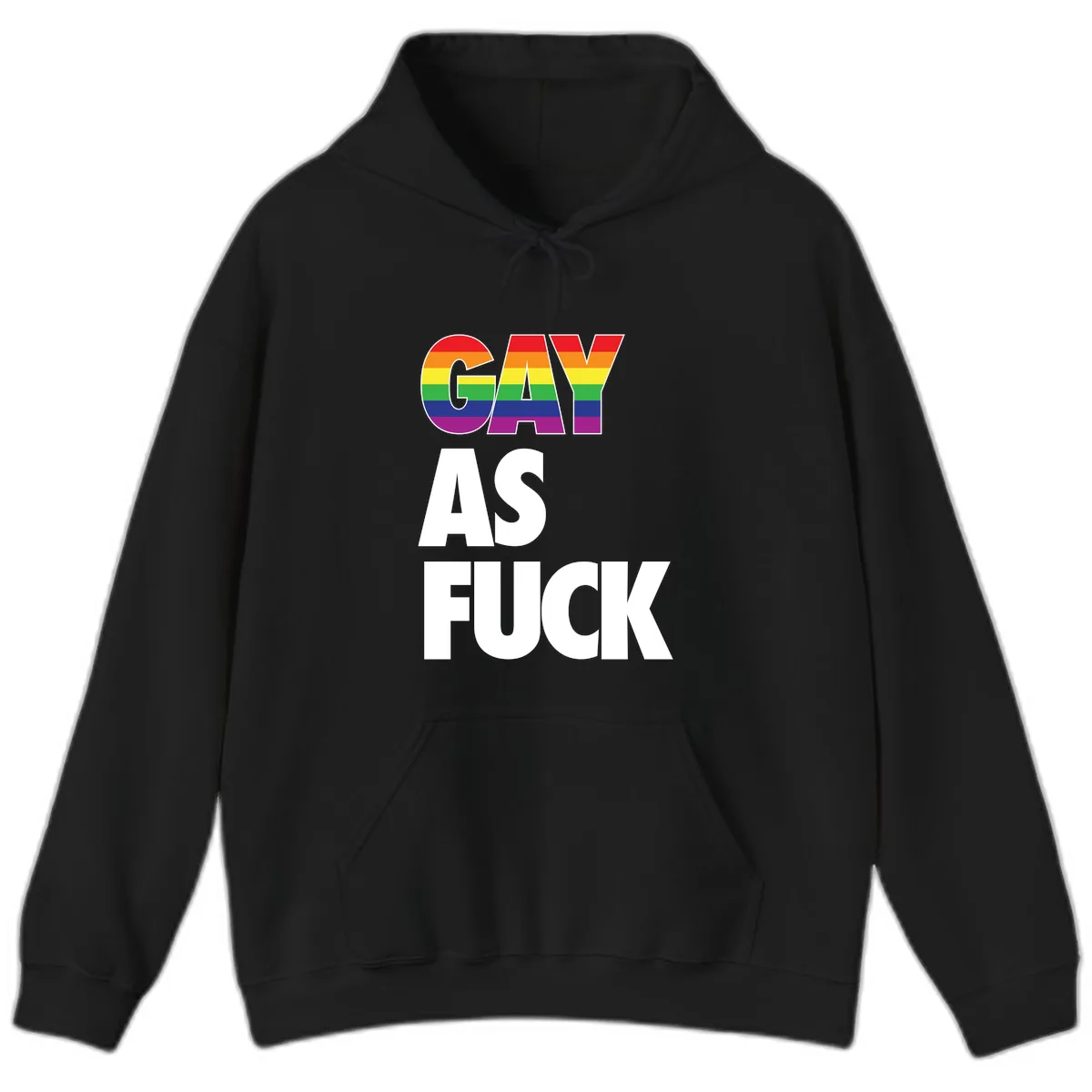 Gay As Fuck Pride Flag Hoodie in Black