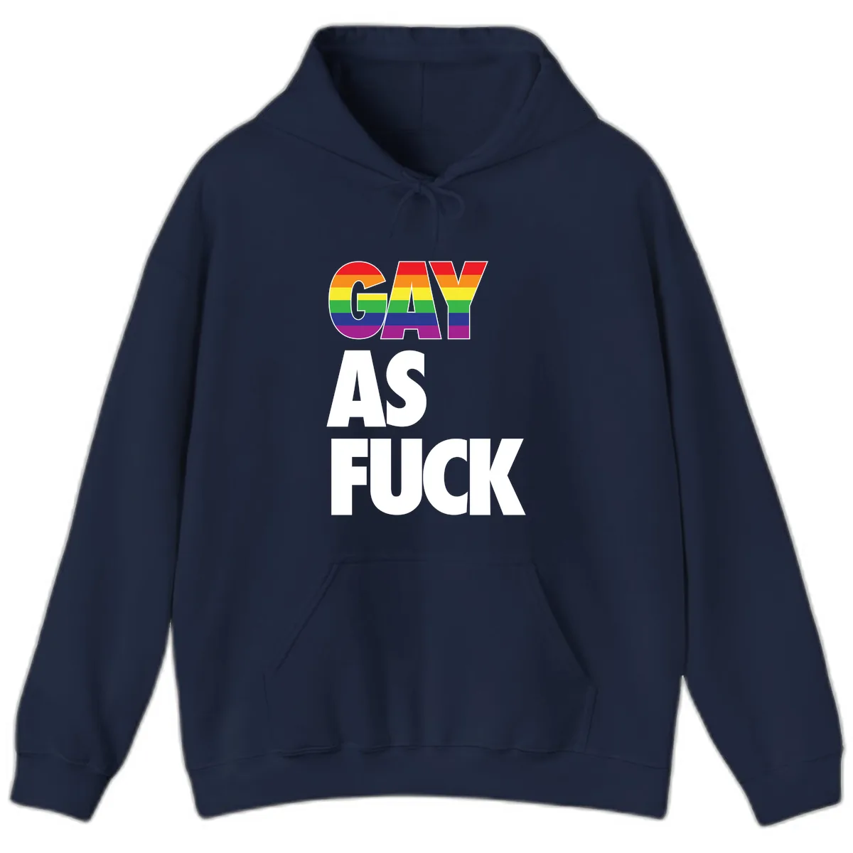 Gay As Fuck Pride Flag Hoodie in Navy