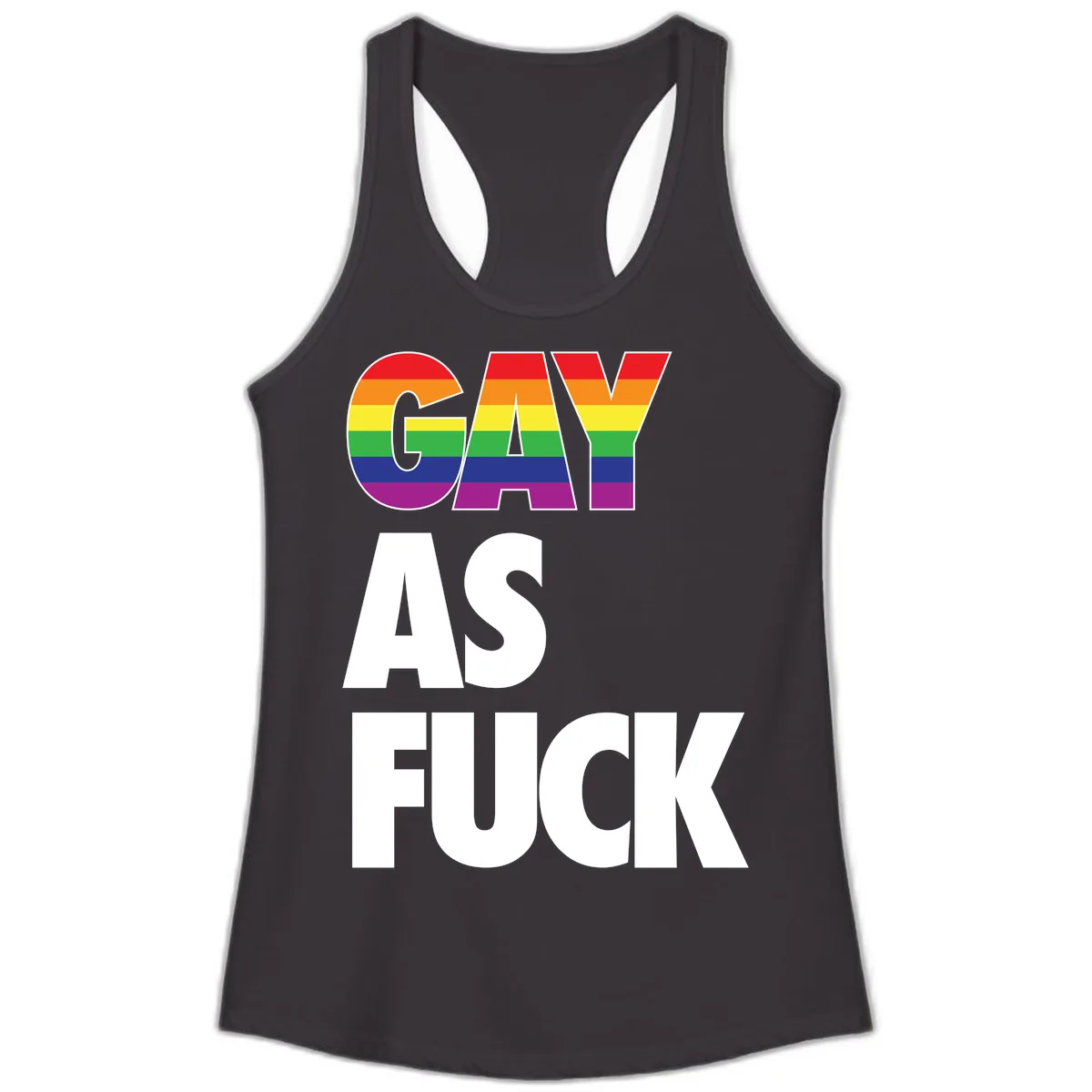 Gay As Fuck Pride Flag Ladies Tank in Black