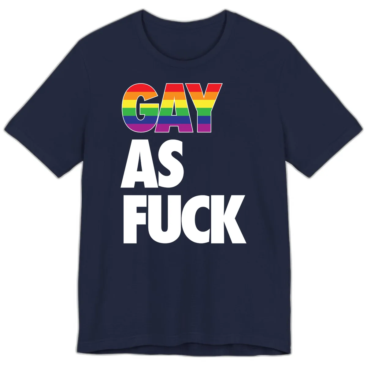 Gay As Fuck Pride Flag Premium T-Shirt in Navy