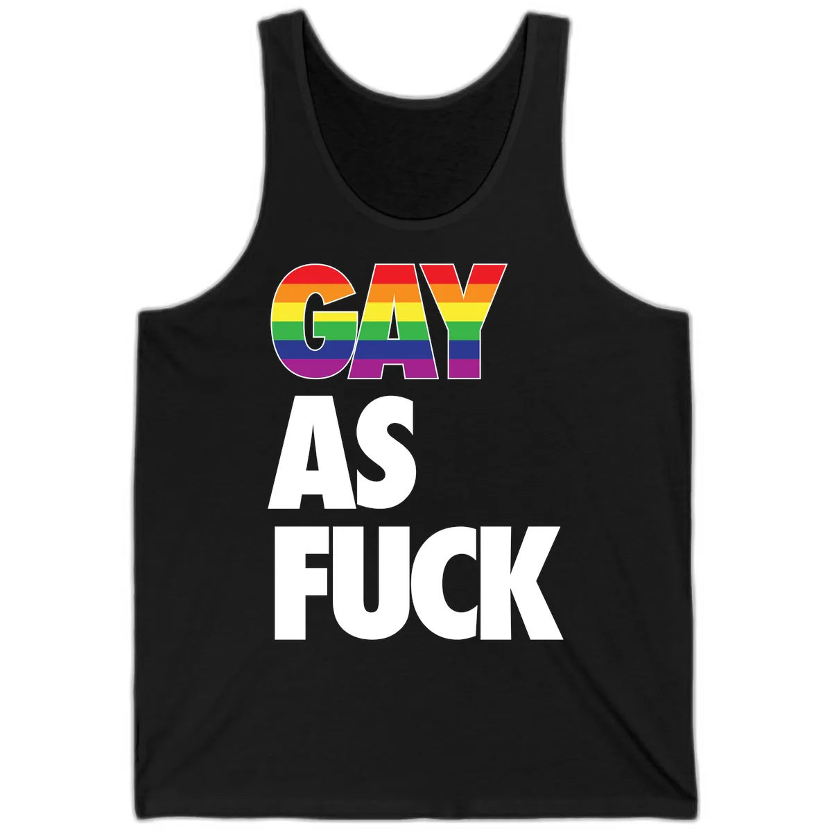 Gay As Fuck Pride Flag Tank in Black