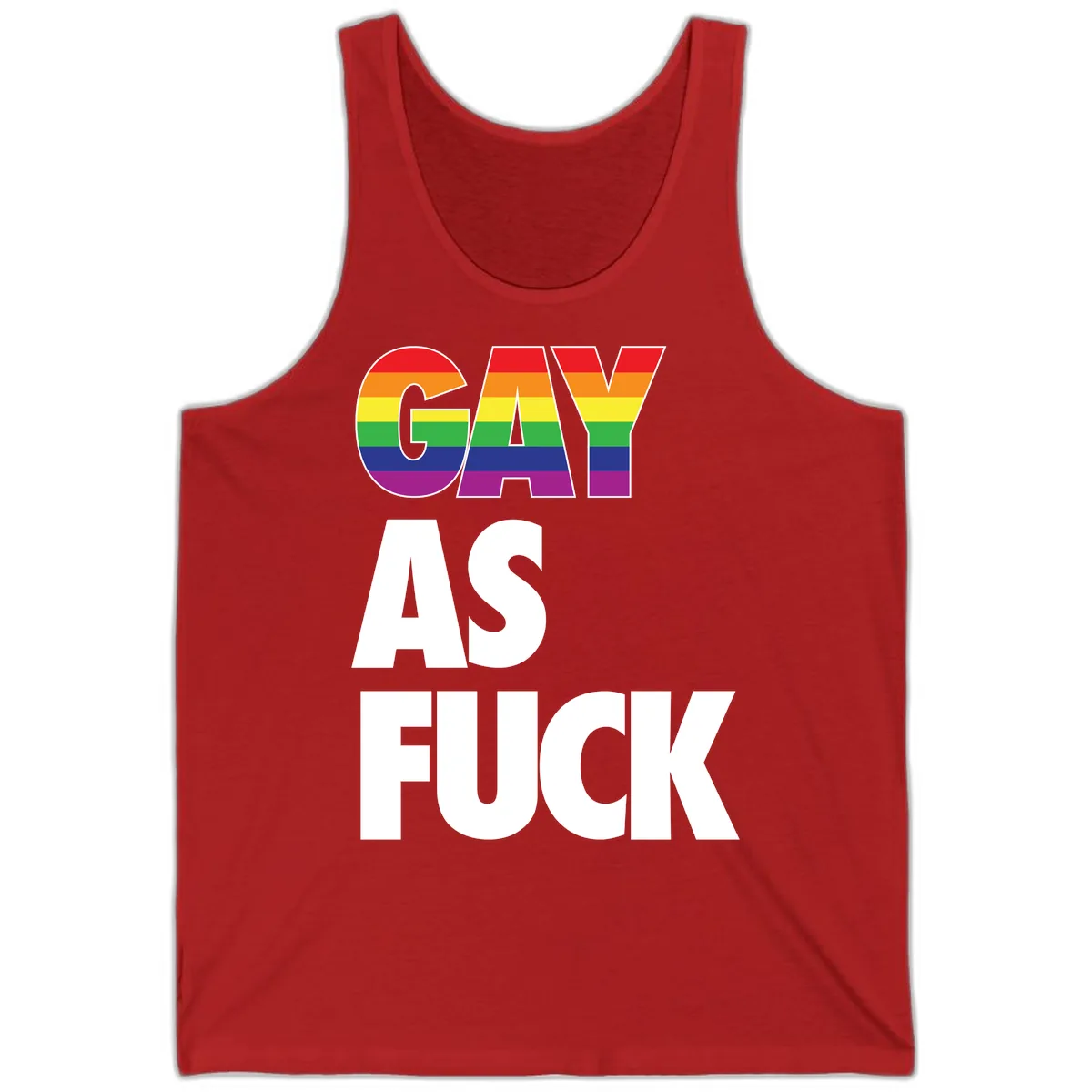 Gay As Fuck Pride Flag Tank in Red