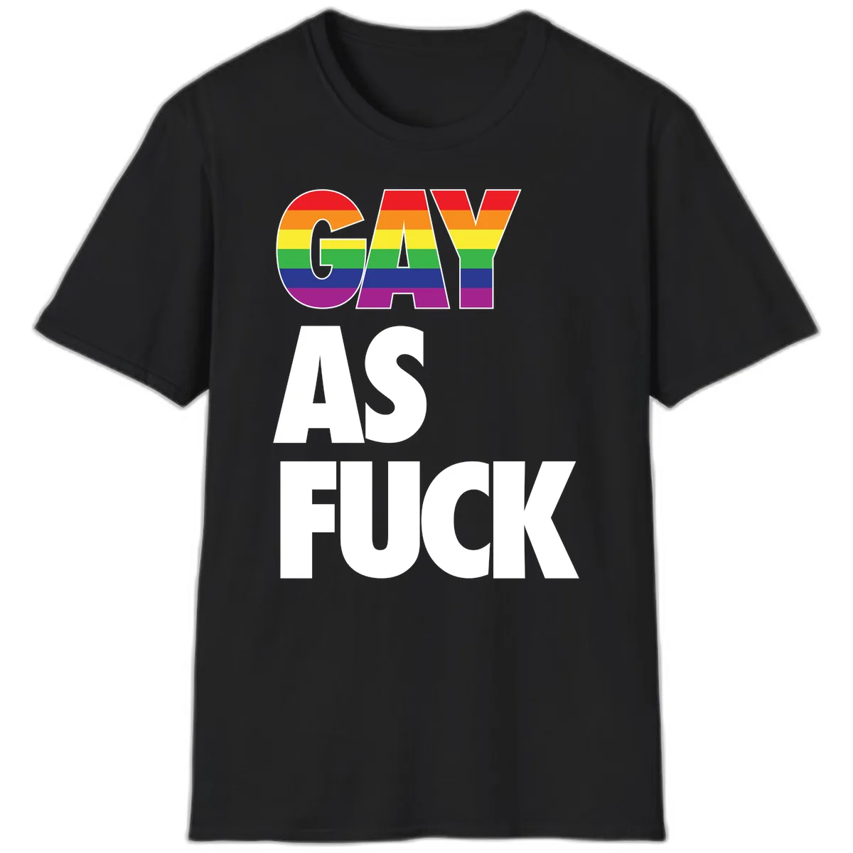 Gay As Fuck Pride Flag T-Shirt in Black
