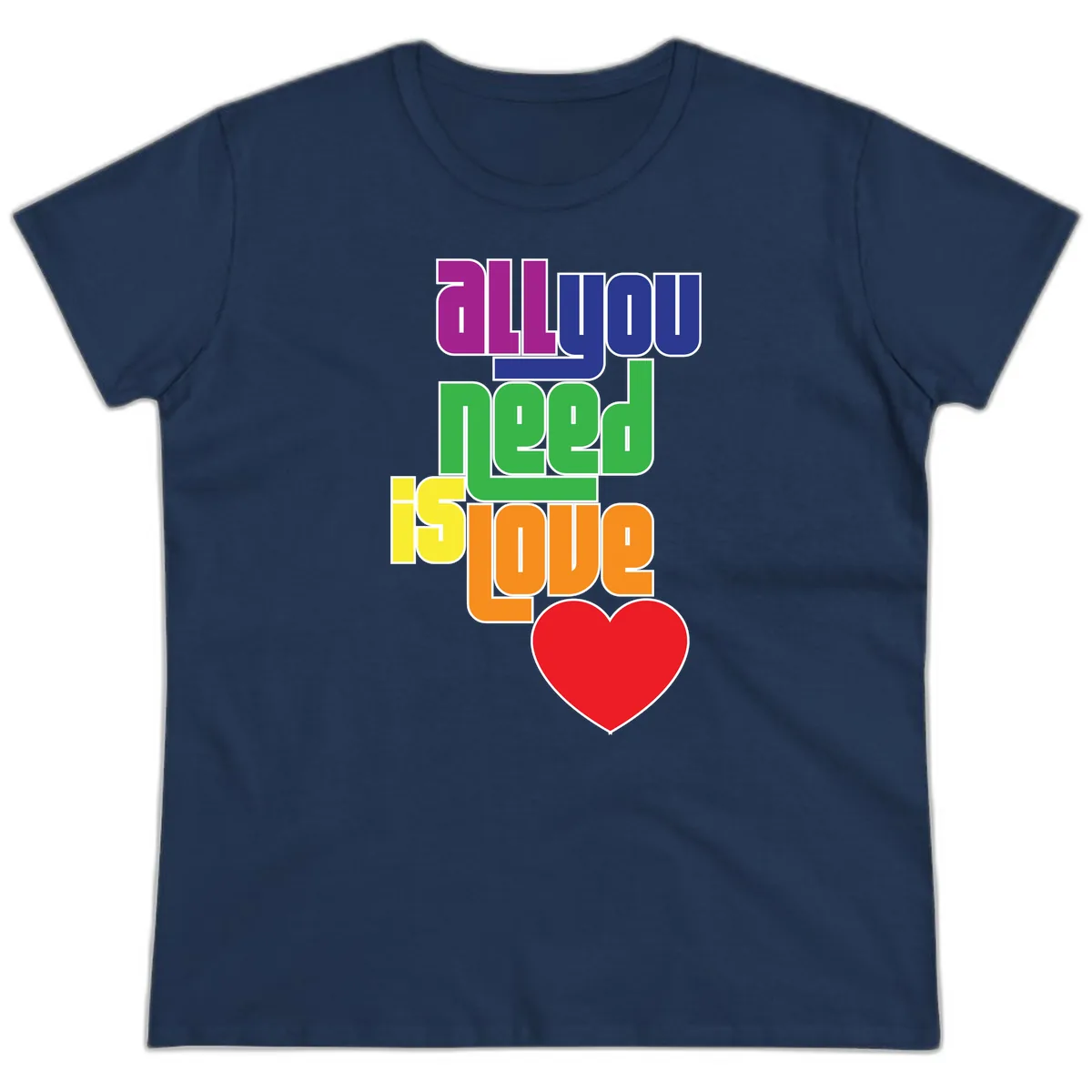 All You Need Is Hope Rainbow Pride Ladies Tee in Navy