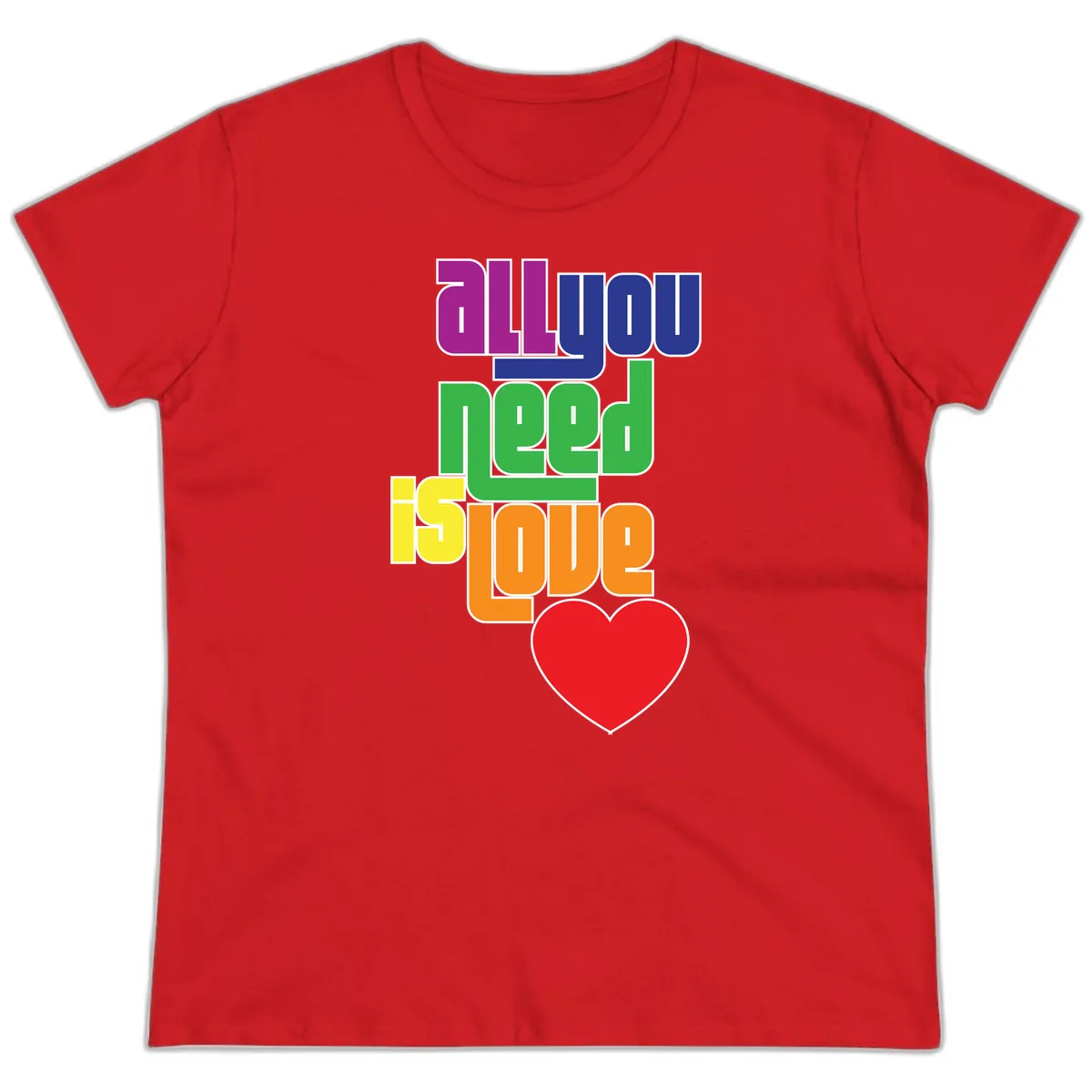 All You Need Is Hope Rainbow Pride Ladies Tee in Red