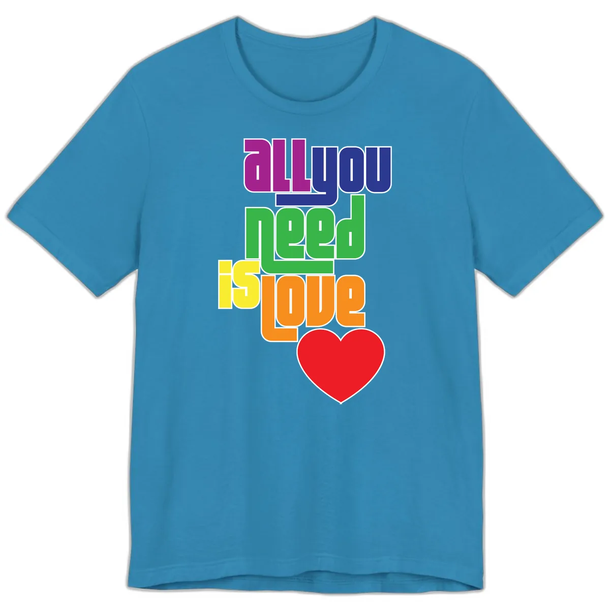 All You Need Is Hope Rainbow Pride Premium T-Shirt in Aqua