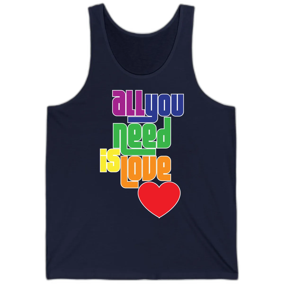 All You Need Is Hope Rainbow Pride Tank in Navy
