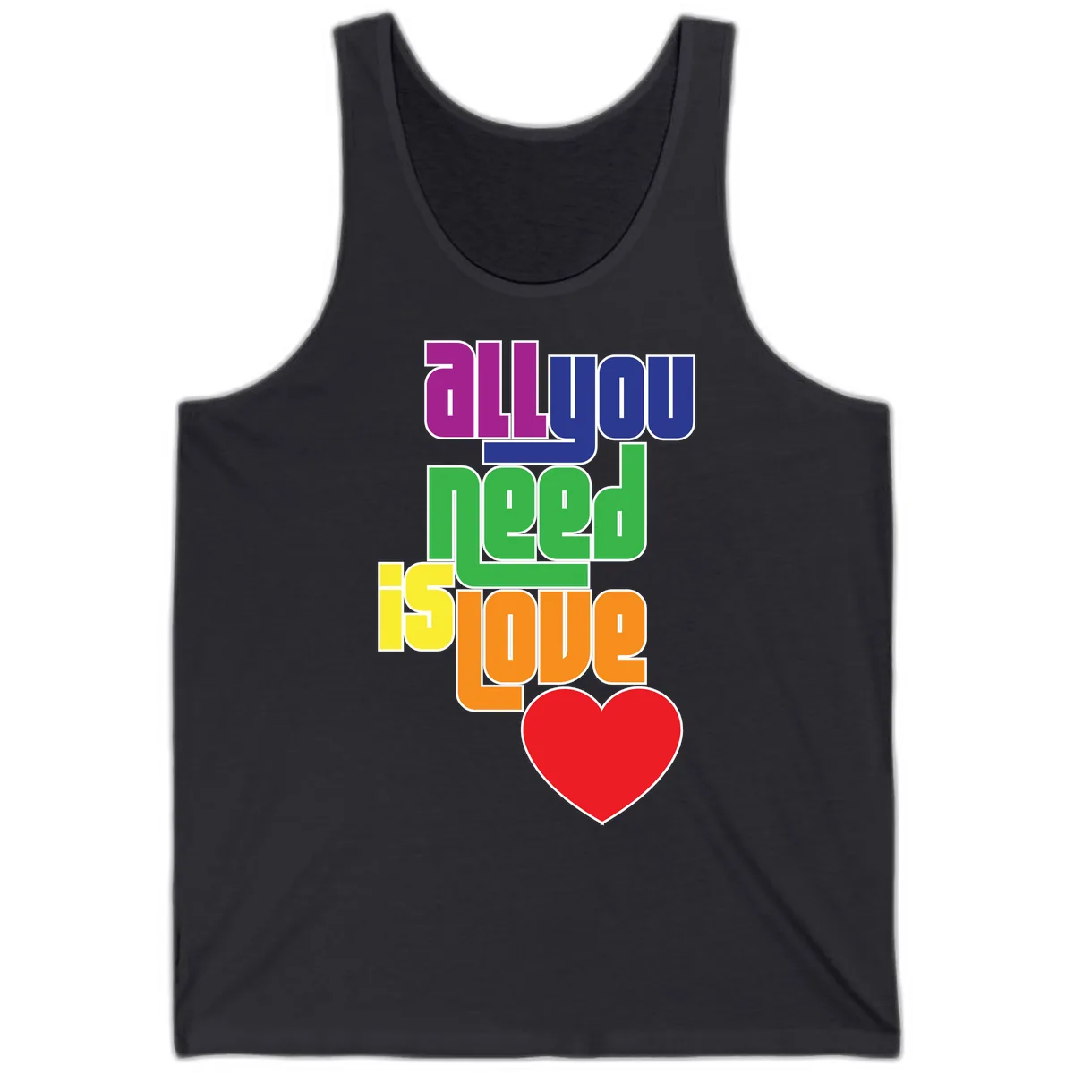 All You Need Is Hope Rainbow Pride Tank in Dark Grey