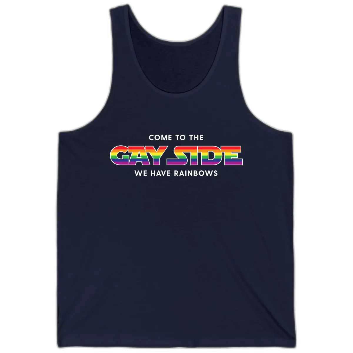 Come To The Gay Side We Have Rainbows Tank in Navy
