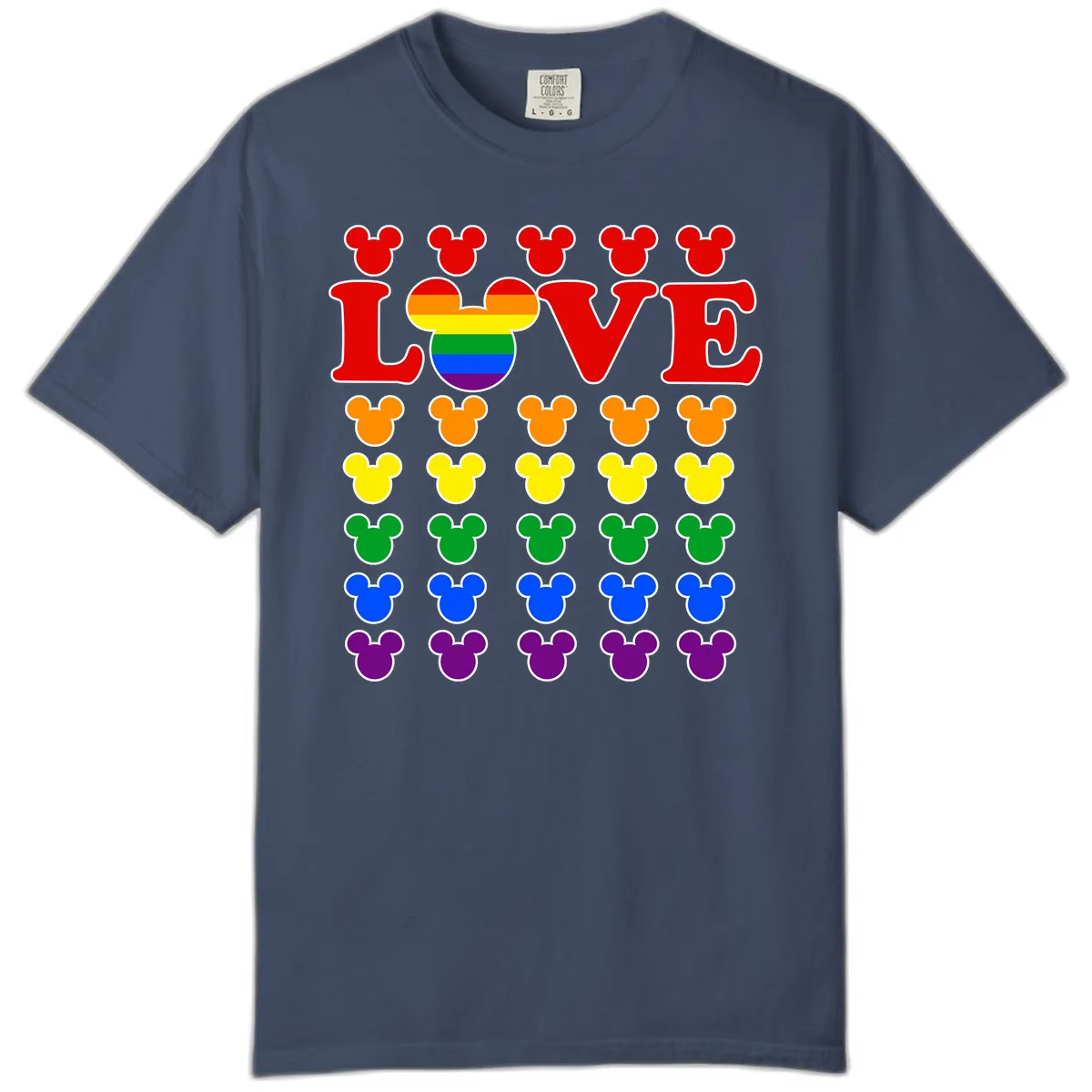 Mickey Love Pride Rainbow Comfort Color in Midnight