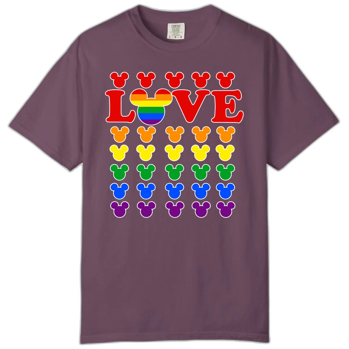Mickey Love Pride Rainbow Comfort Color in Berry