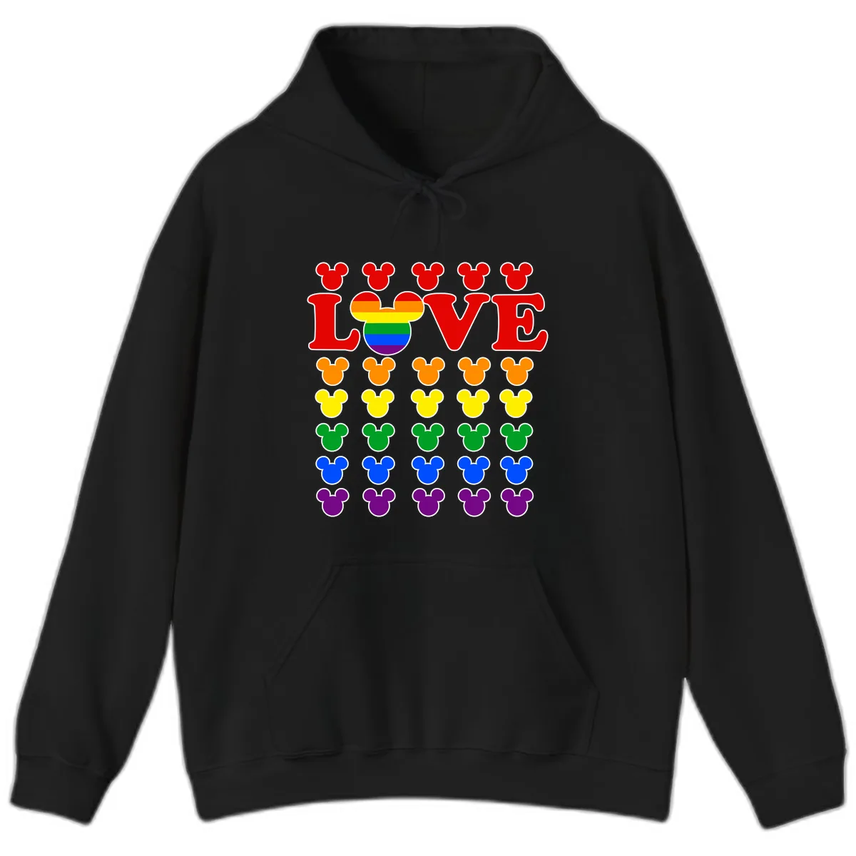 Mickey Love Pride Rainbow Hoodie in Black
