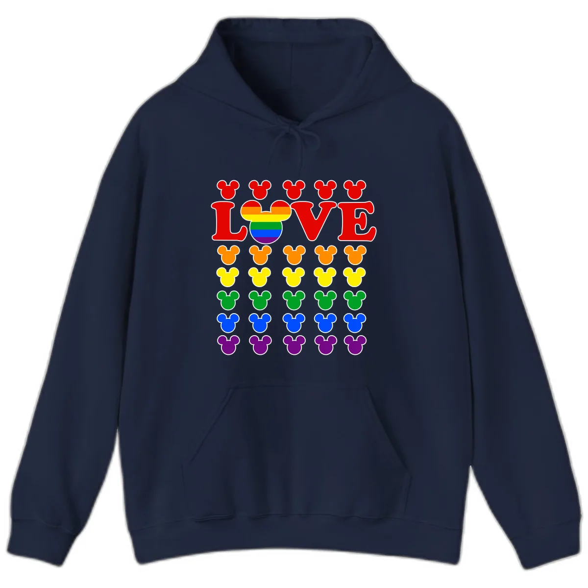 Mickey Love Pride Rainbow Hoodie in Navy
