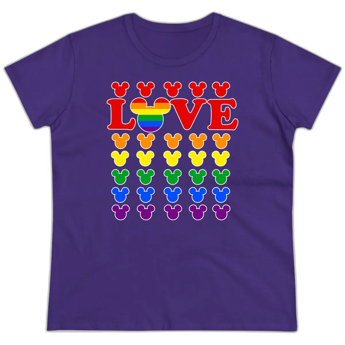 Mickey Love Pride Rainbow Ladies Tee in Purple
