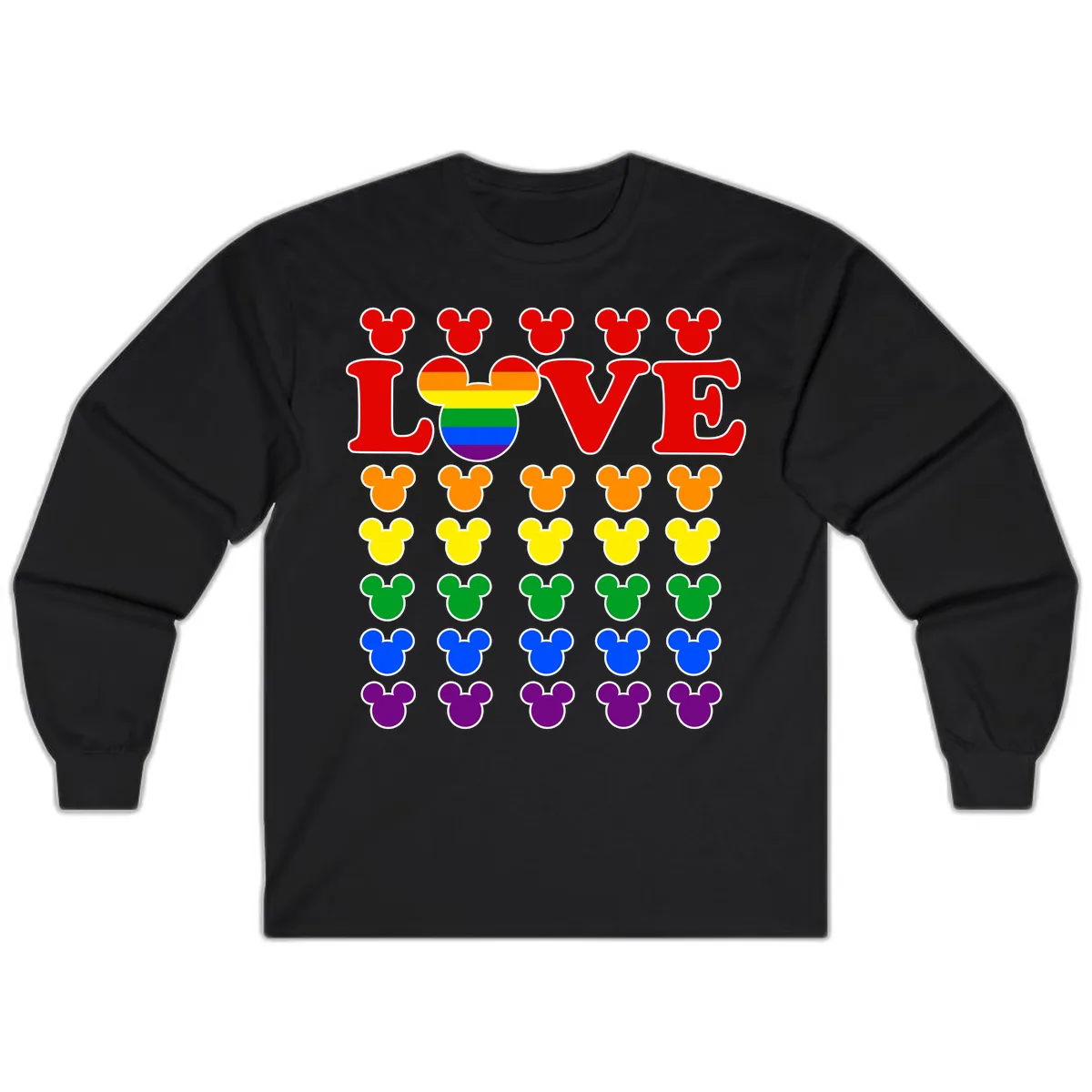 Mickey Love Pride Rainbow Long Sleeve in Black