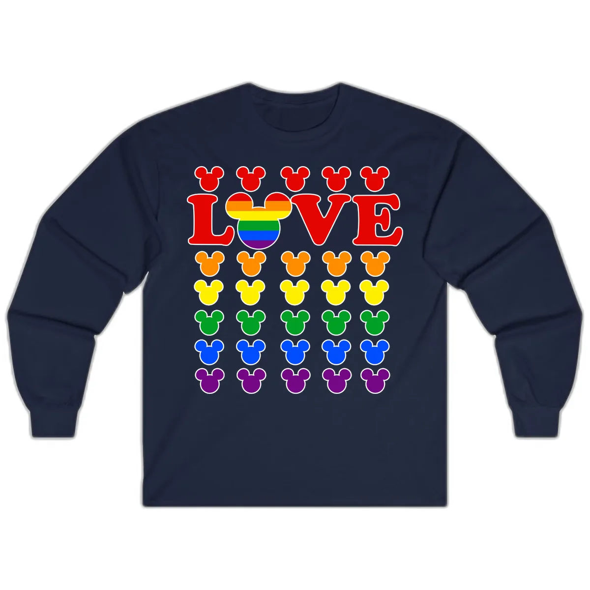 Mickey Love Pride Rainbow Long Sleeve in Navy