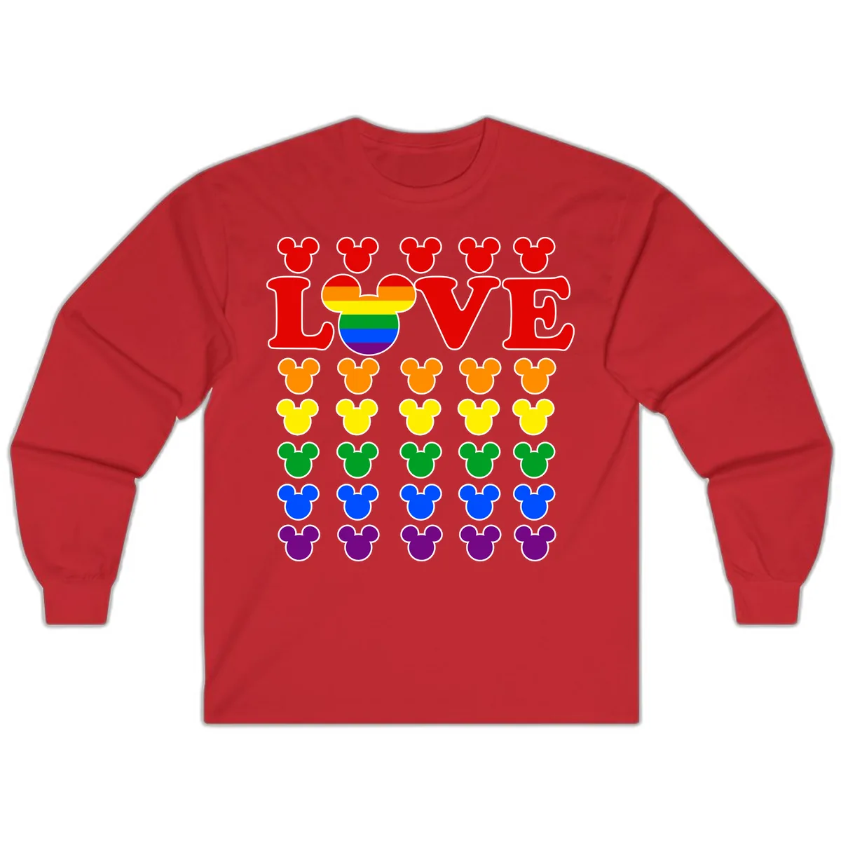 Mickey Love Pride Rainbow Long Sleeve in Red