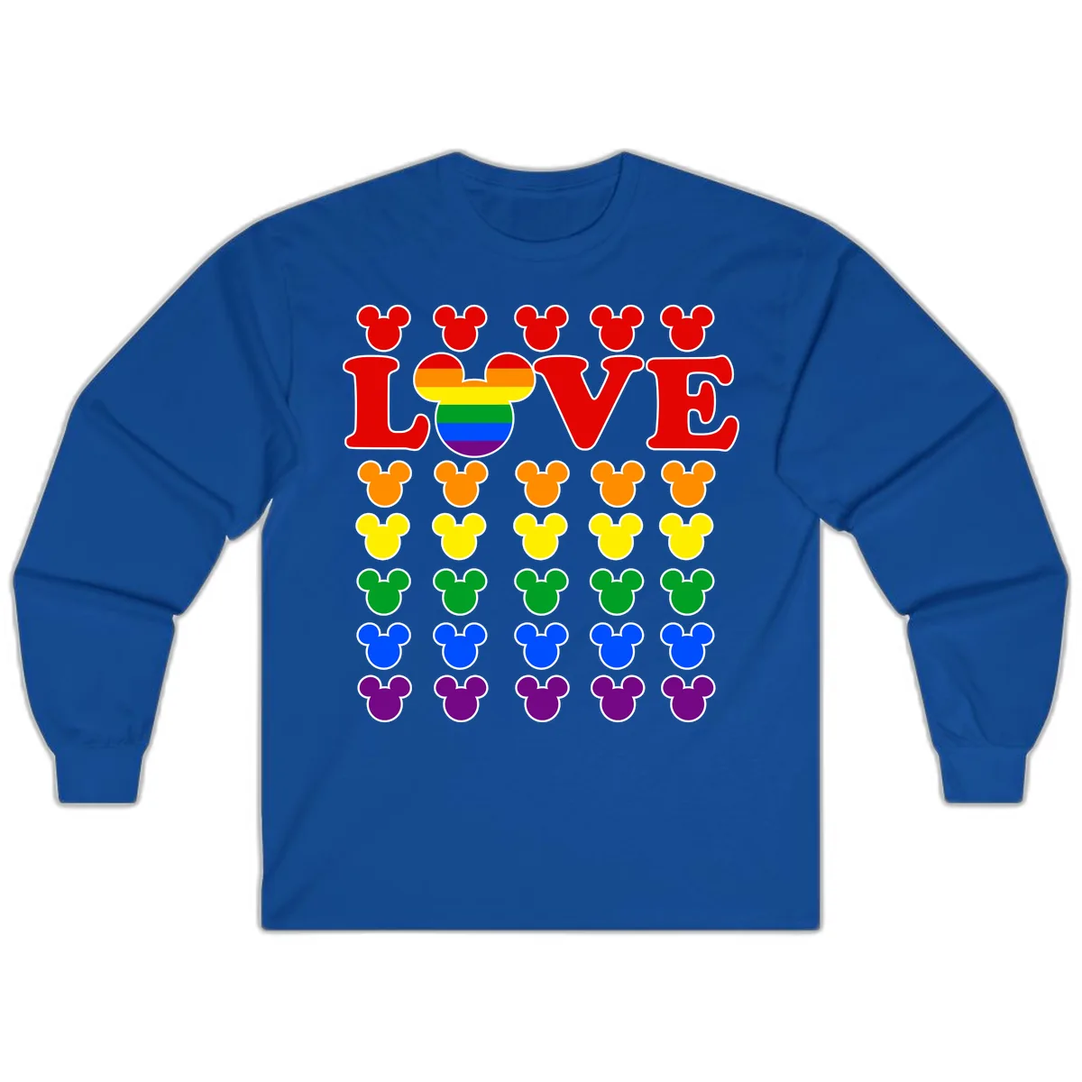 Mickey Love Pride Rainbow Long Sleeve in Royal