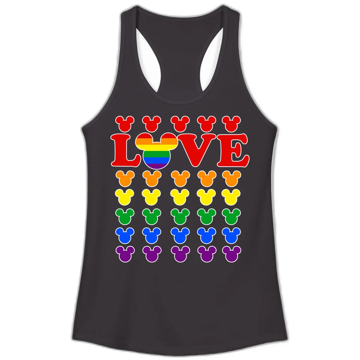 Mickey Love Pride Rainbow Ladies Tank in Black