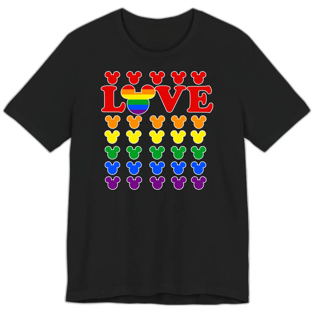 Mickey Love Pride Rainbow Premium T-Shirt in Black
