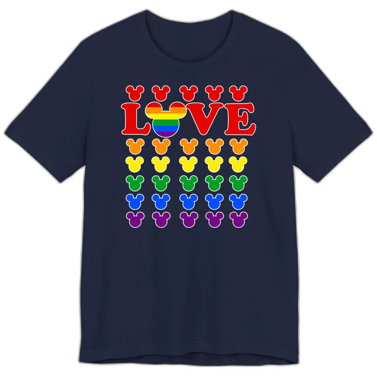 Mickey Love Pride Rainbow Premium T-Shirt in Navy