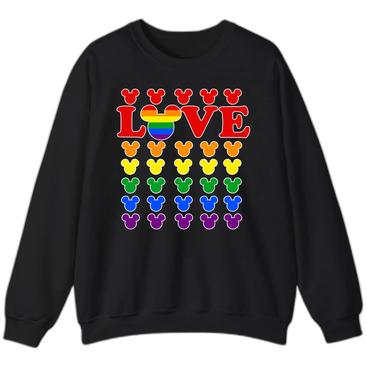 Mickey Love Pride Rainbow Sweatshirt in Black