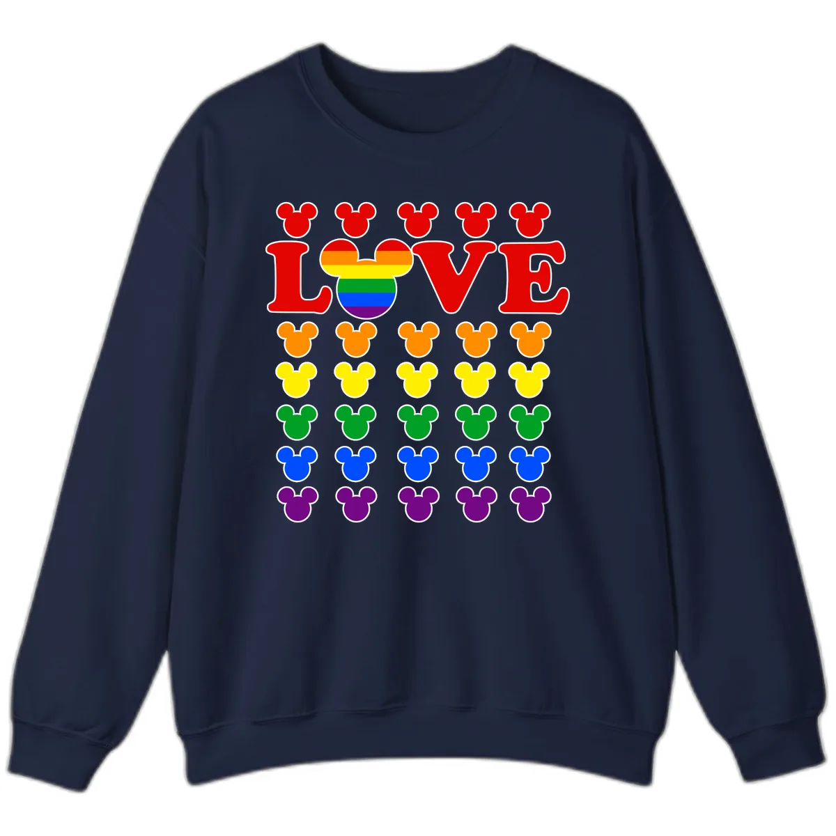 Mickey Love Pride Rainbow Sweatshirt in Navy