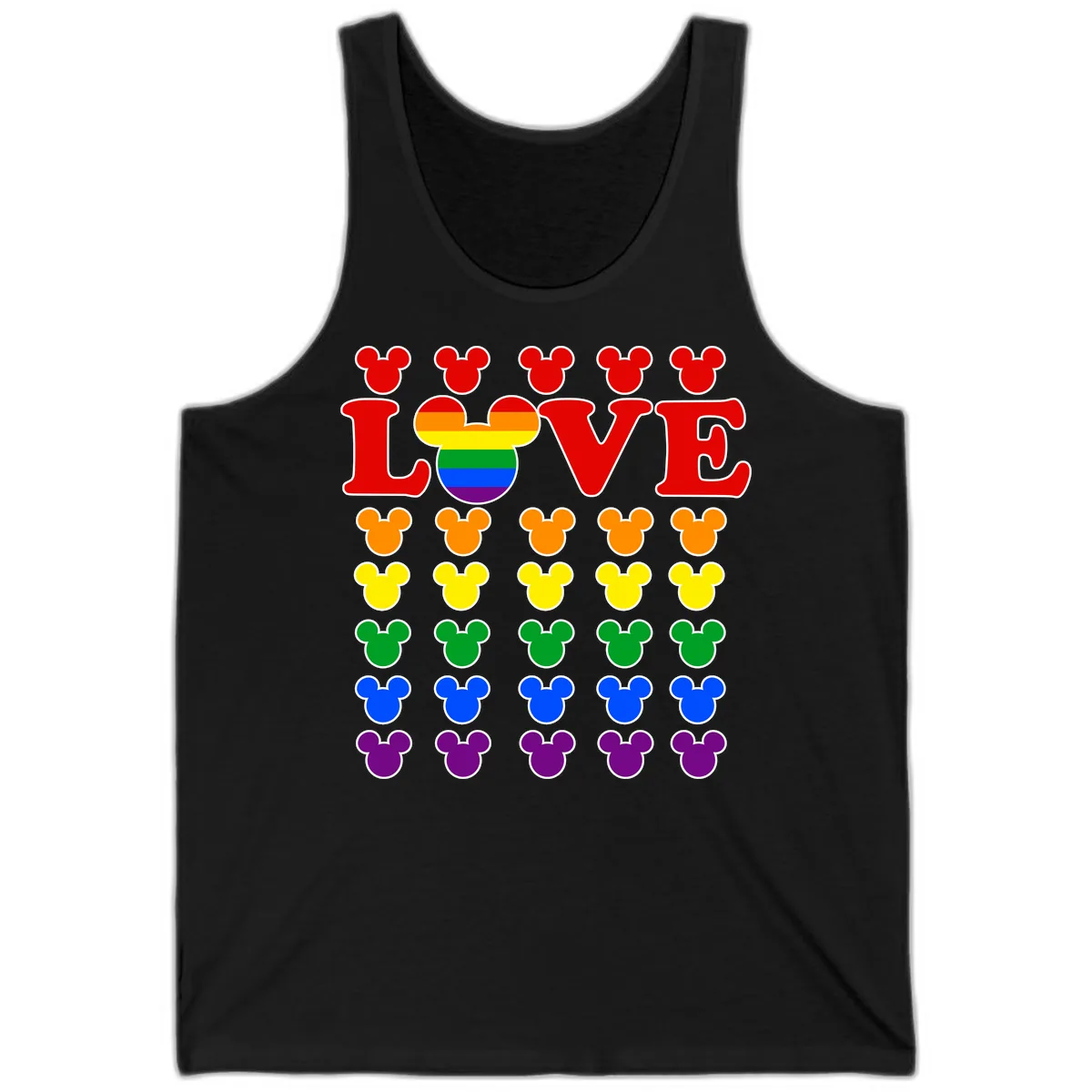 Mickey Love Pride Rainbow Tank in Black
