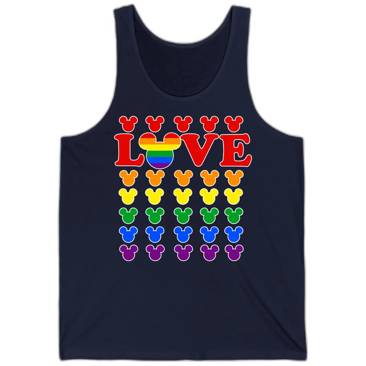 Mickey Love Pride Rainbow Tank in Navy