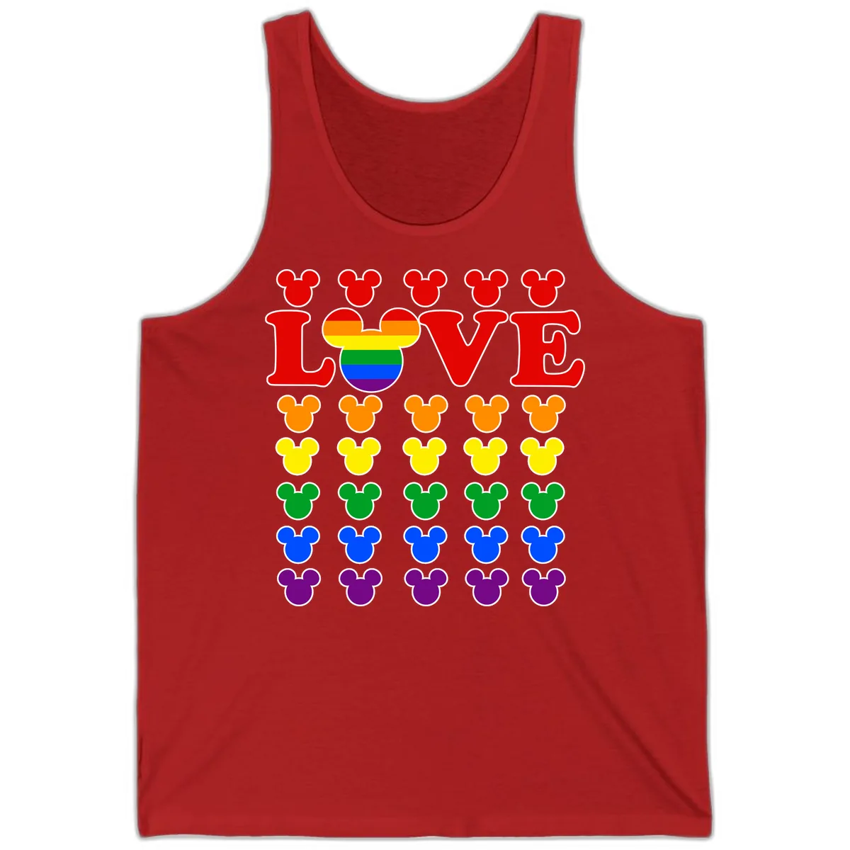 Mickey Love Pride Rainbow Tank in Red