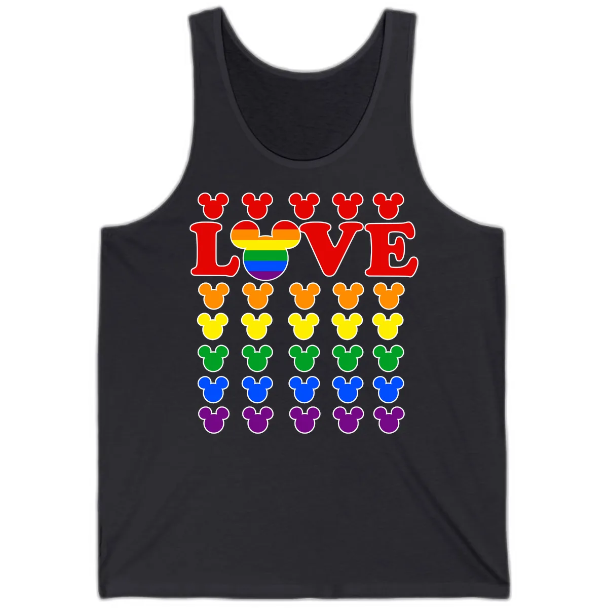 Mickey Love Pride Rainbow Tank in Dark Grey