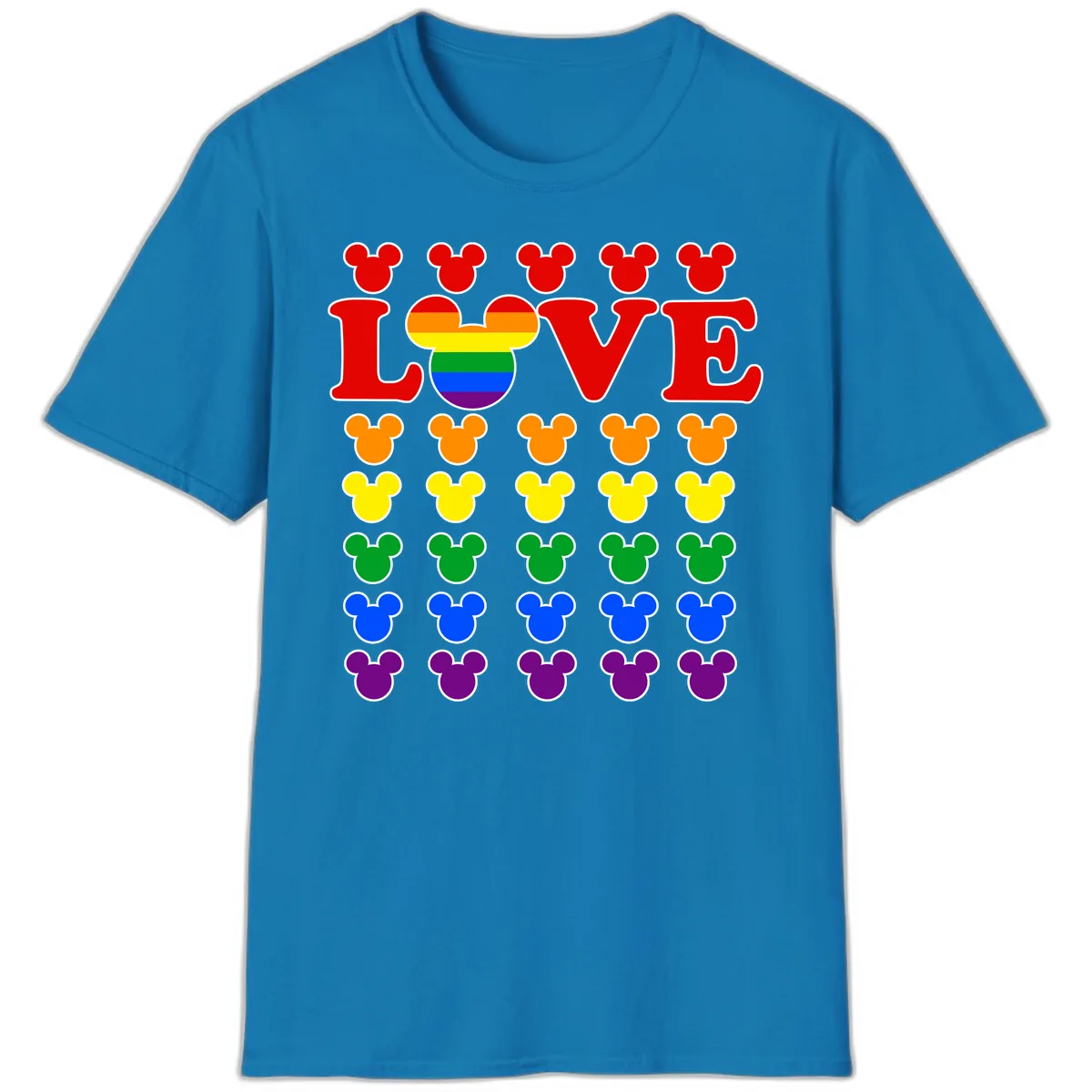 Mickey Love Pride Rainbow T-Shirt in Sapphire