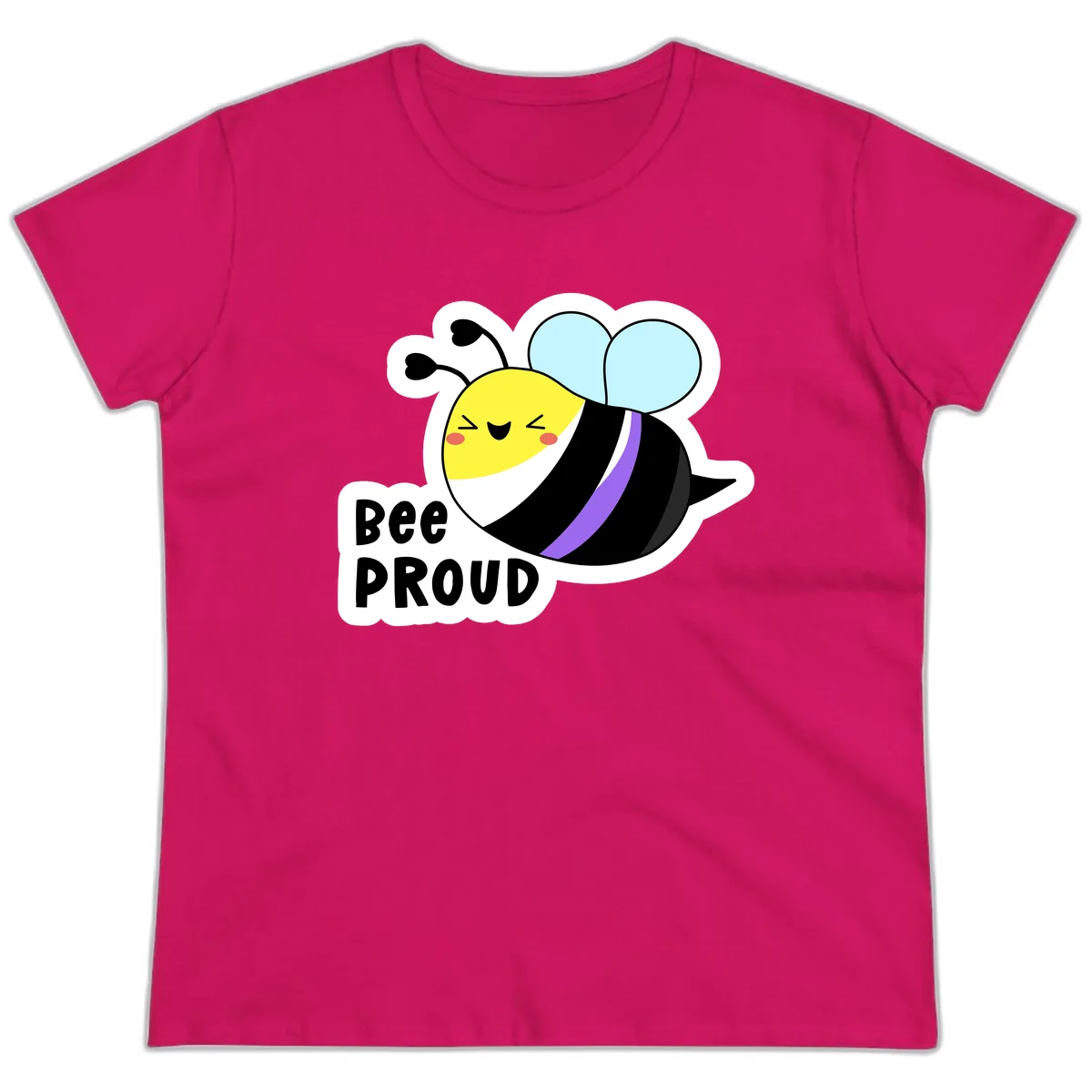 Bee Proud Ladies Tee in Heliconia
