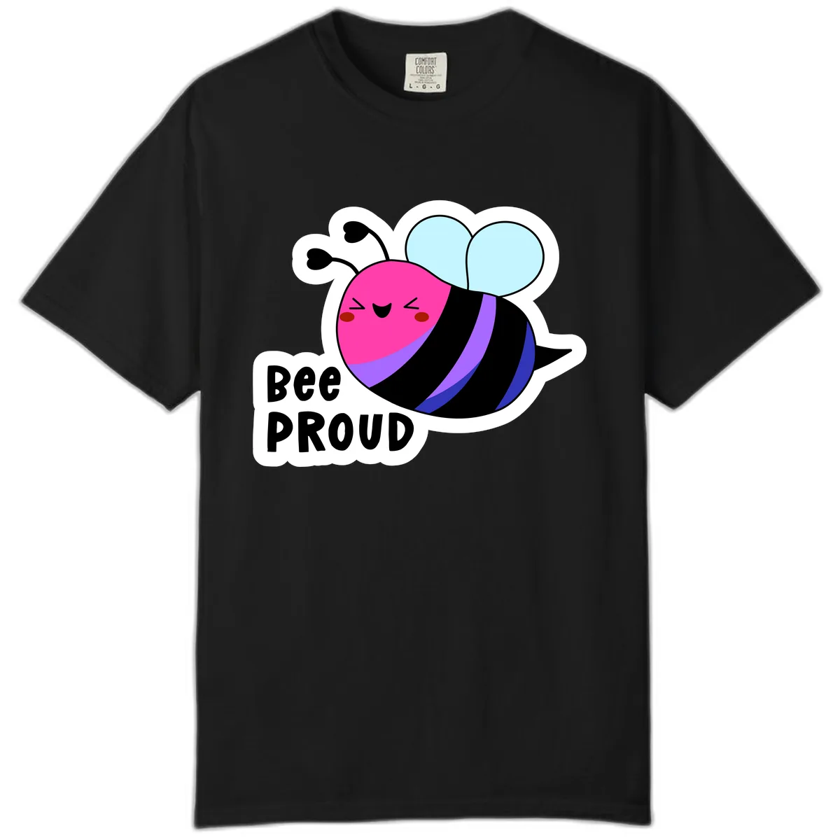 Bee Proud Rainbow Bee Comfort Color in Black