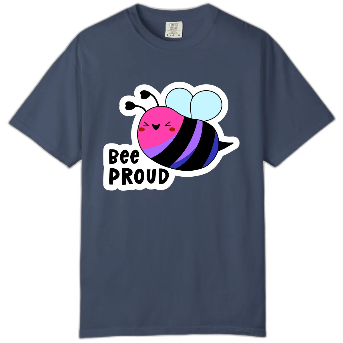 Bee Proud Rainbow Bee Comfort Color in Midnight