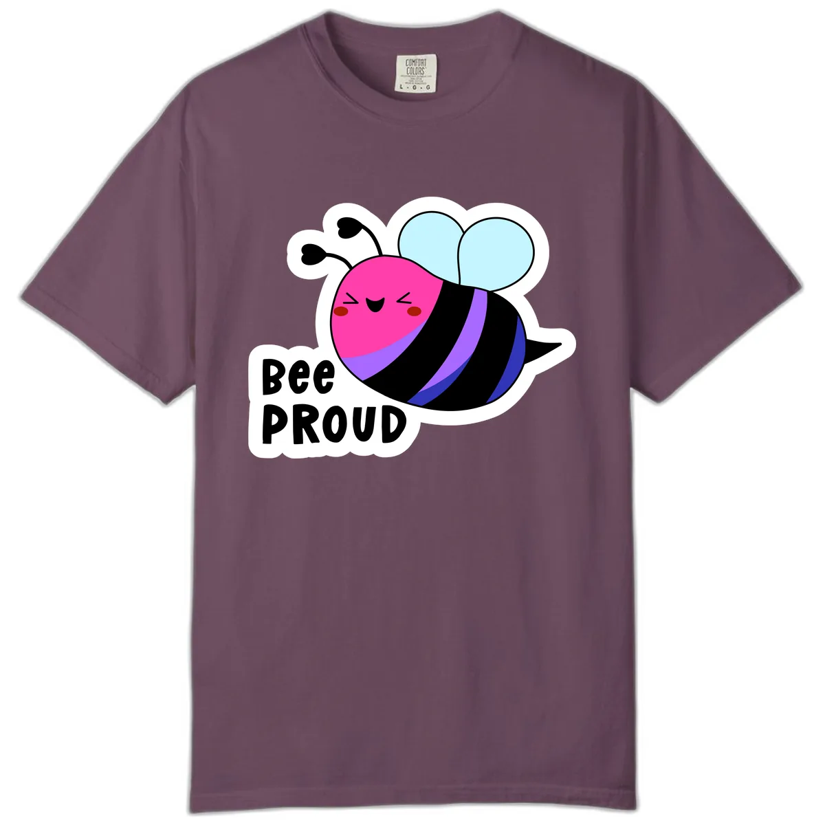 Bee Proud Rainbow Bee Comfort Color in Berry
