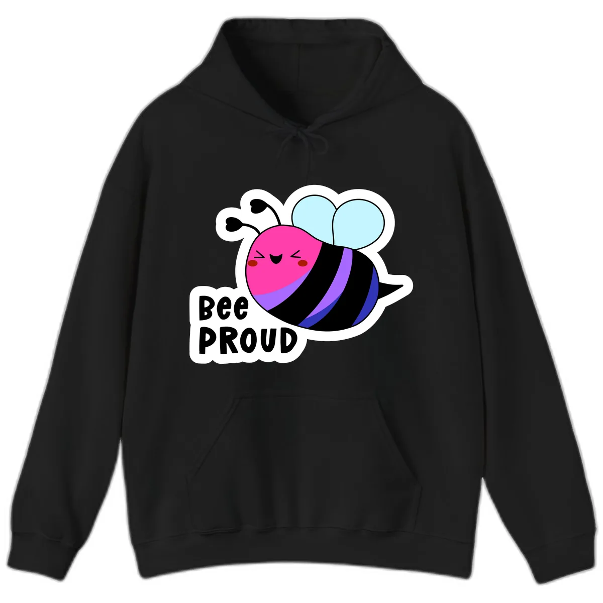 Bee Proud Rainbow Bee Hoodie in Black