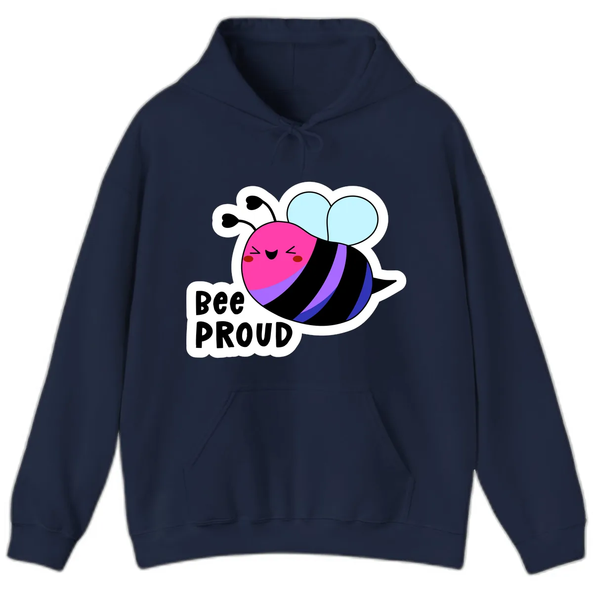 Bee Proud Rainbow Bee Hoodie in Navy