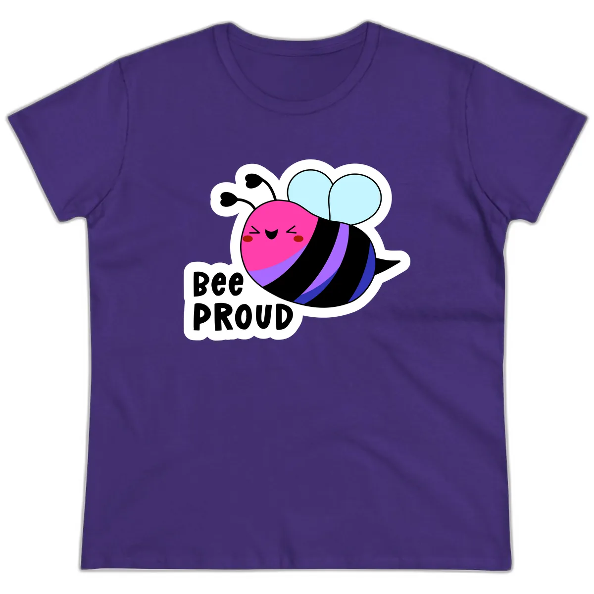 Bee Proud Rainbow Bee Ladies Tee in Purple