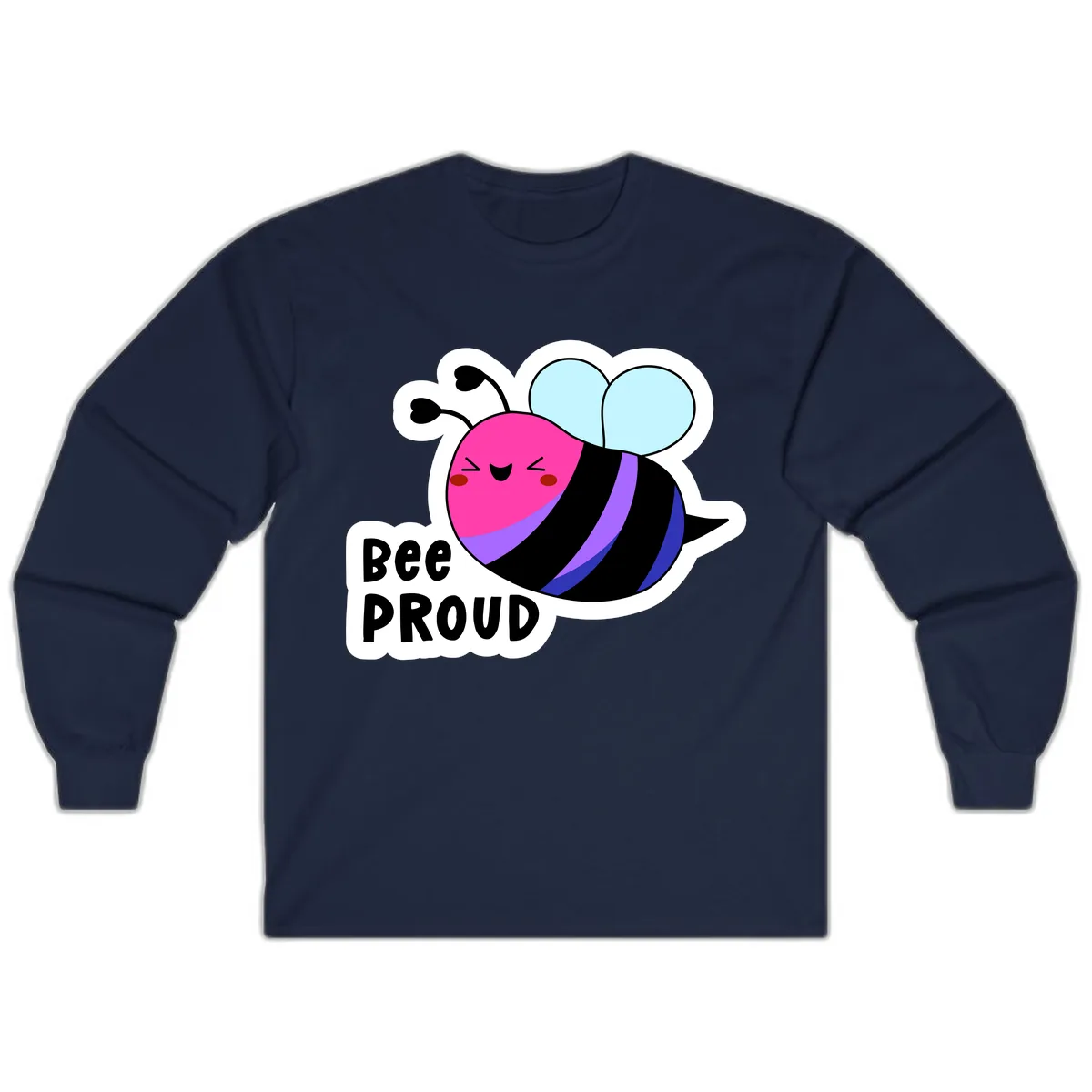 Bee Proud Rainbow Bee Long Sleeve in Navy