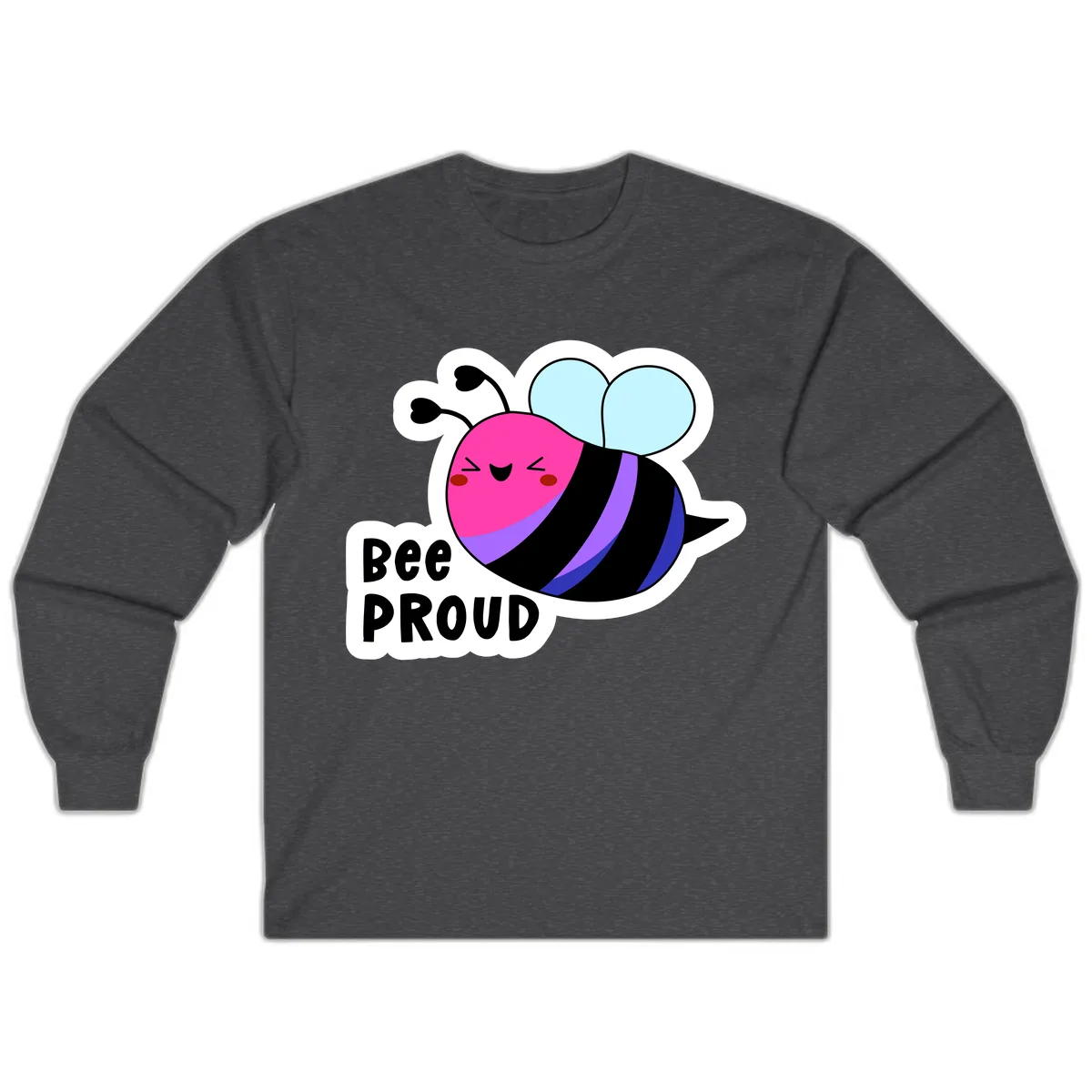 Bee Proud Rainbow Bee Long Sleeve in Dark Heather
