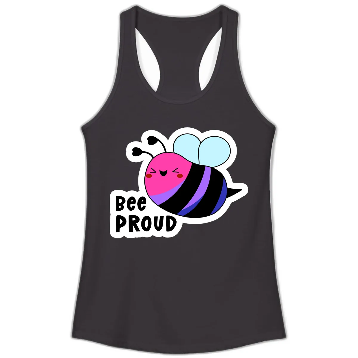 Bee Proud Rainbow Bee Ladies Tank in Black