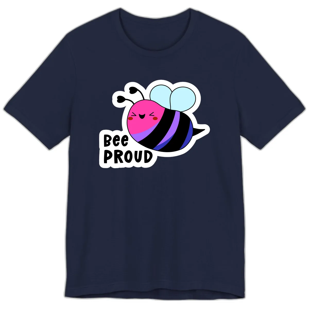 Bee Proud Rainbow Bee Premium T-Shirt in Navy