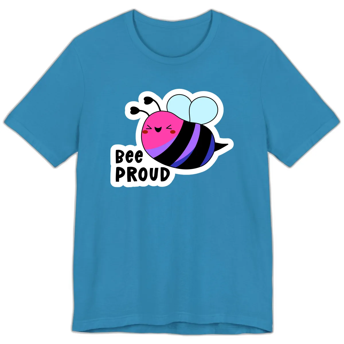 Bee Proud Rainbow Bee Premium T-Shirt in Aqua